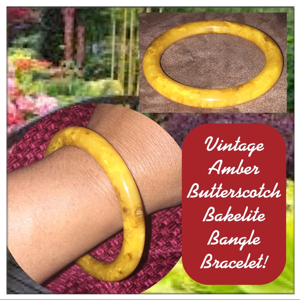 VTG Amber Butterscotch Bakelite Bangle Bracelet!